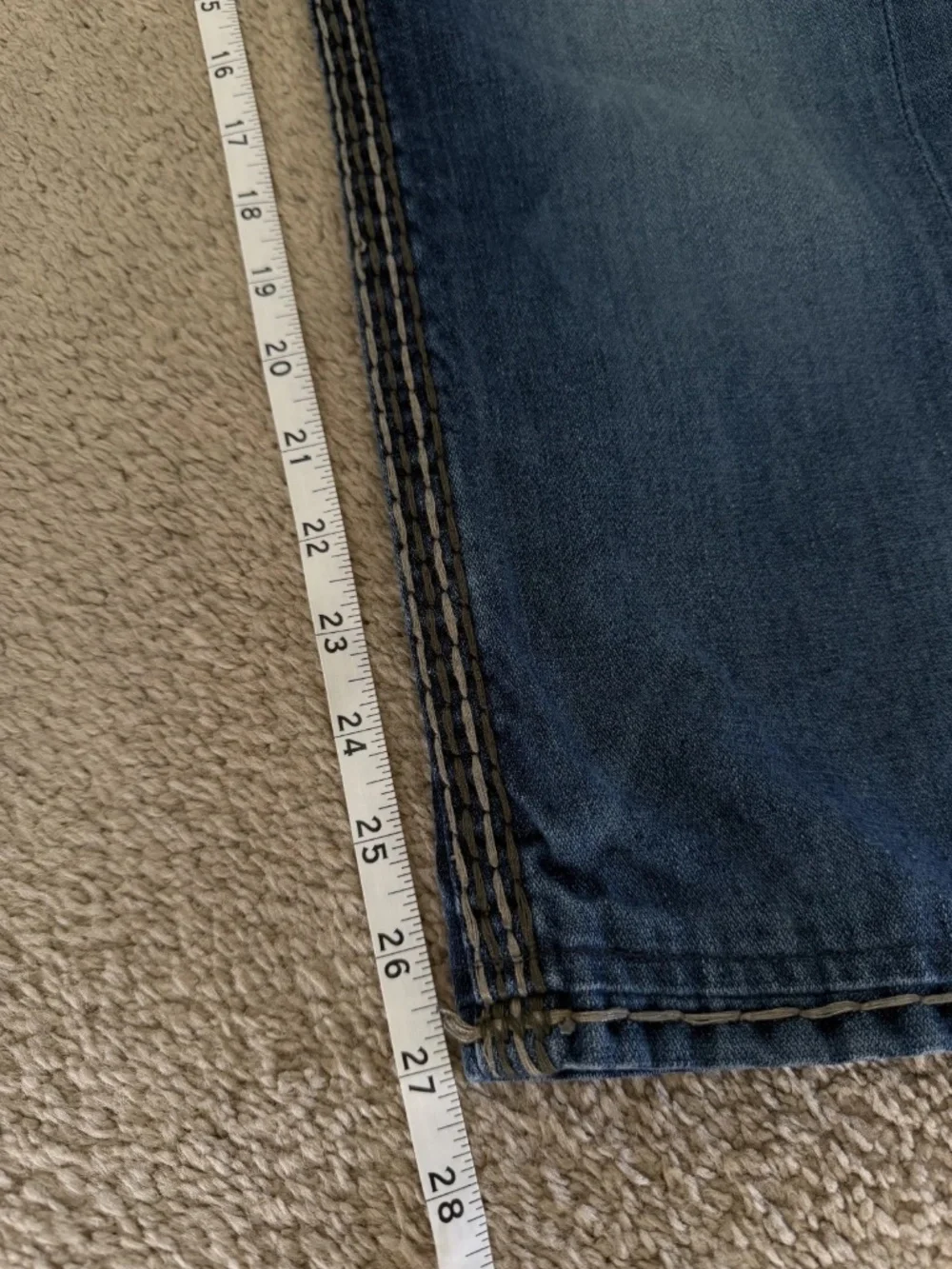 Vtg True Religion Ricky Straight Flap Super QT ThickStitch Mens Jeans 29x27 Hemd